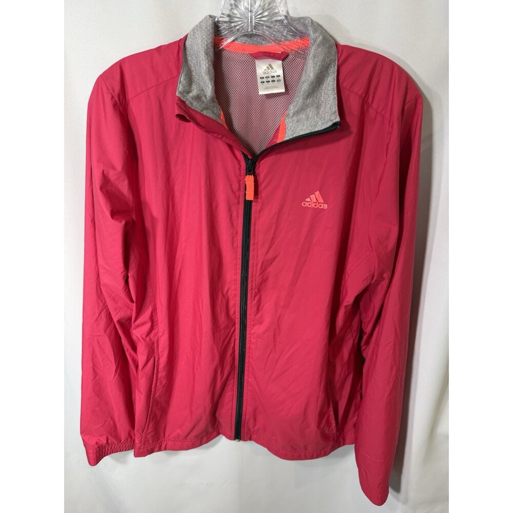 Adidas Womens Size Medium Pink Mesh Lined Full Zip Pocket Track Jacket
